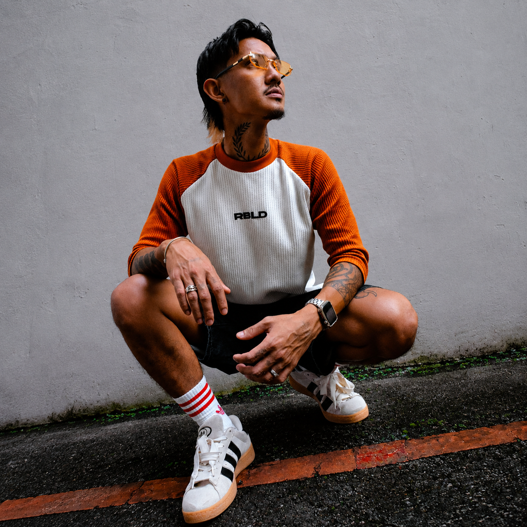 RB02 RAGLAN WAFFLE - ORANGE